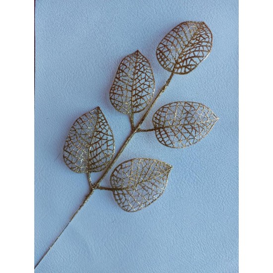 Ветки с глиттером 36*15 см, светлое золото , цена за 1 шт